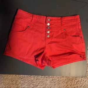 Coral High Rise Jean Shorts